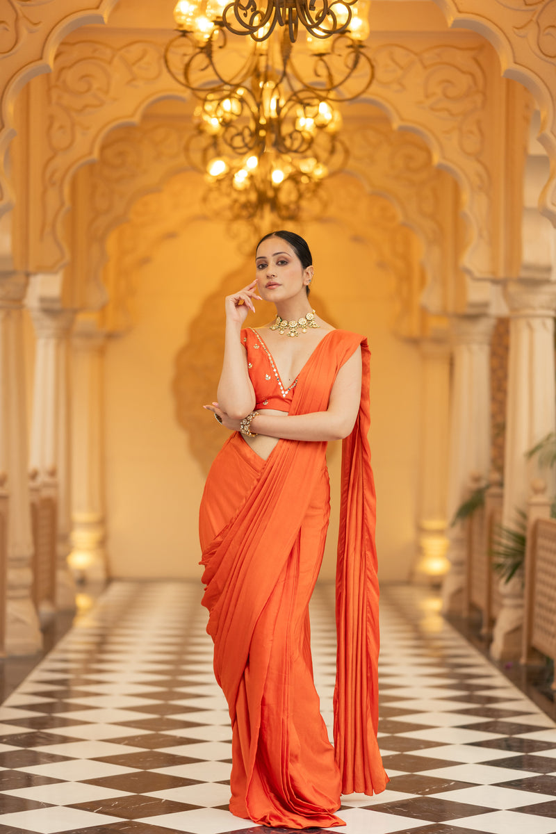 Rust Saree