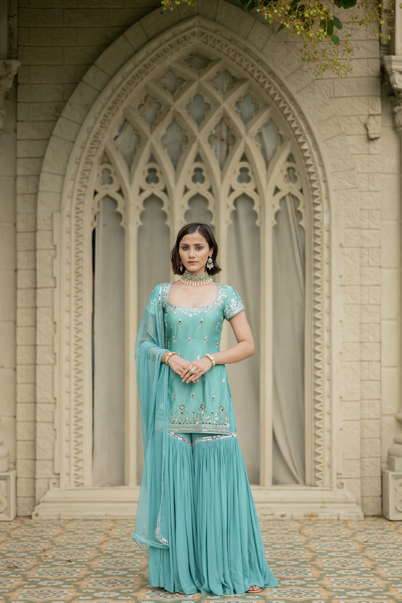 Blue Sharara Set