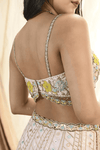 Pastel mirror & sequin embroidered lehenga & strappy blouse set