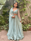 Blue & Silver Acrylic Lehenga Set