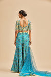 BLUE BANDHANI TIERED SHARARA SET