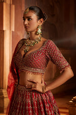 DEEP RED BRIDAL LEHENGA CHOLI SET