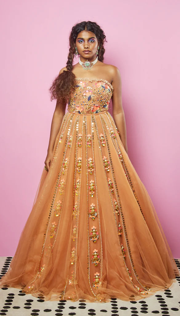 MORNING LIGHT - BISCUIT NUDE EMBELLEISHED FULL LEHENGA SET