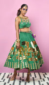 PERFECT MATCH - FOREST GREEN EMBELLISHED HALF LEHENGA SET