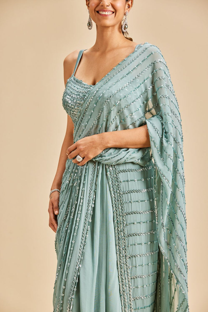 JADE GREEN DRAPE SAREE