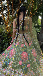 I'D WANNA BE ME TOO MOSS GREEN EMBELLISHED FULL LEHENGA SET