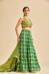 BOTTLE GREEN BADHNI LEHENGA SET