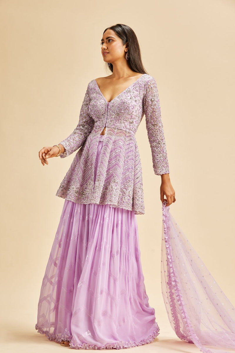 LILAC OMBRE PEPLUM SHARARA