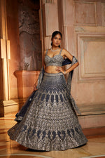 MIDNIGHT BLUE TULLE LEHENGA CHOLI SET