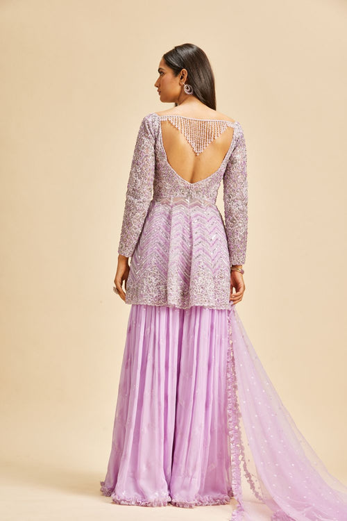 LILAC OMBRE PEPLUM SHARARA