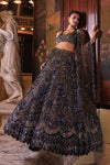 Chocolate Brown Sequin Lehenga Set by Seema Gujral - Lotus Bloom Canada