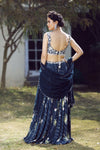 Mid Night Blue Heavy Embelished Blouse Lehenga Set