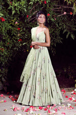 Sage printed anarkali