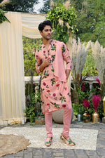 Blush one side drape kurta set