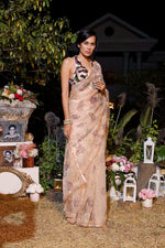 Nude organza saree