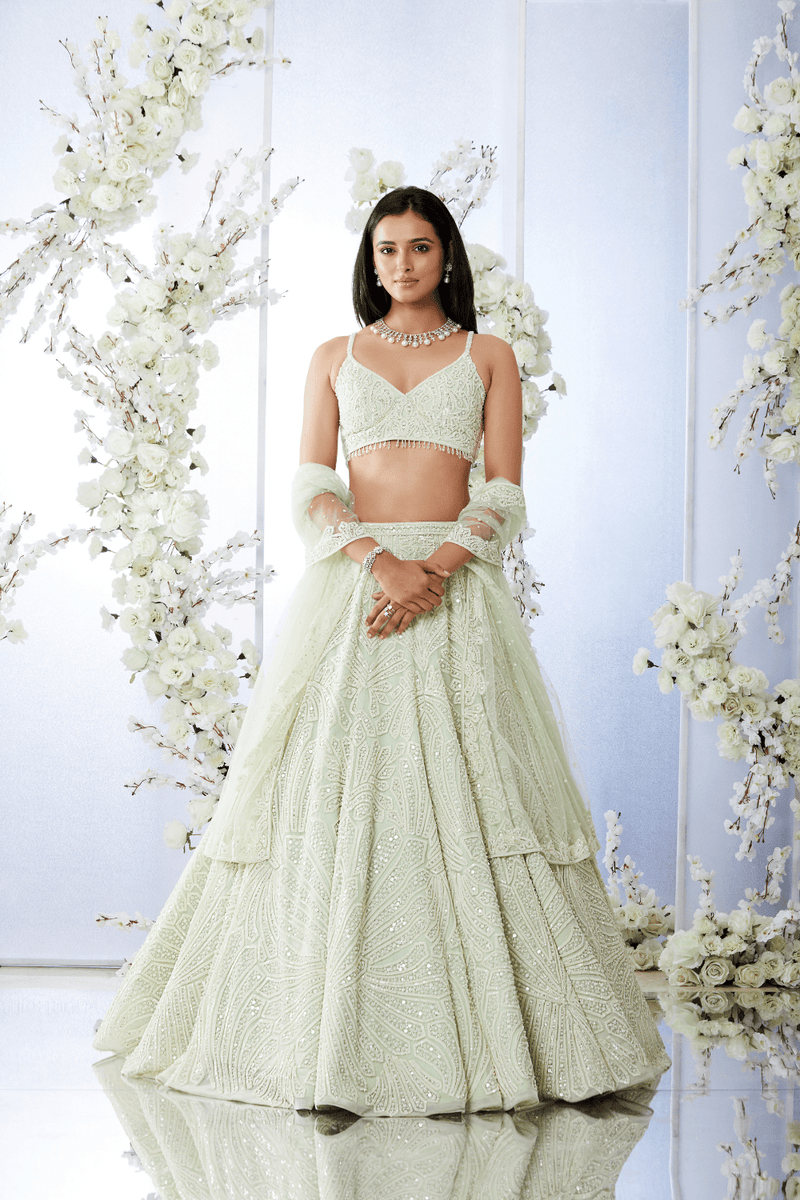 Mint Green Pearl Lehenga Set