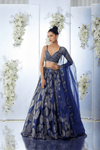 Navy Crystal Lehenga Set