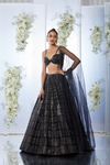 Black Brick Crystal Lehenga Set