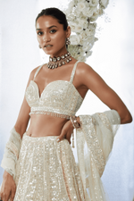 Ivory Sequin Lehenga Set