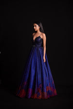 Blue Polka Dot Print Organza Gown