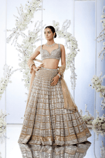 Gold Silver Block Pattern Lehenga Set