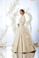 Ivory Gota Patti Lehenga Set by Seema Gujral at Lotus Bloom Canada