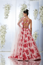 Peach Red Lehenga Set