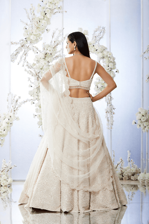 Ivory Pearl Lehenga Set by Seema Gujral - Lotus Bloom Canada