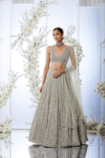 Sea Green Sequin Lehenga Set by Seema Gujral - Lotus Bloom Canada