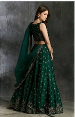 Green Emerald Lehenga with Organza Dupatta