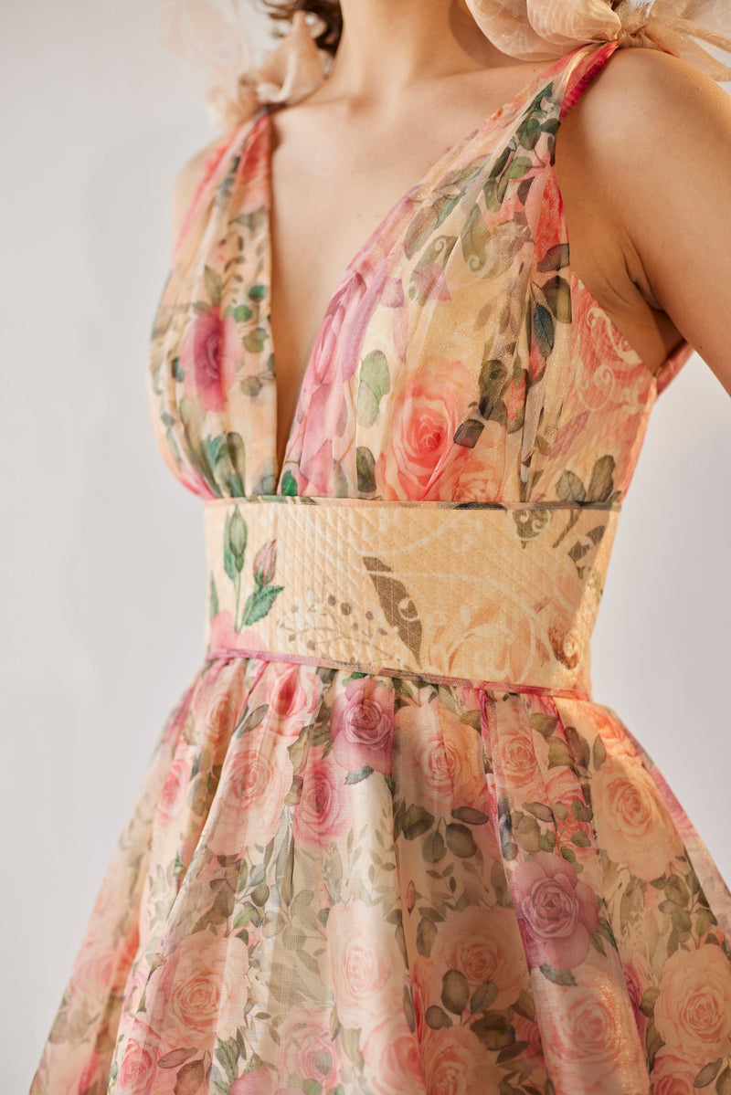 Versailles Ivory Floral Print Gown