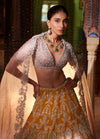 Yellow Silver Zardozi Lehenga Set