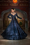 Charcoal Grey Jacket Lehenga Set by Seema Gujral - Lotus Bloom Canada