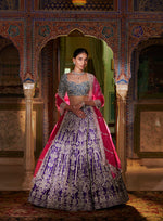 Multi-Coloured Silver Zardosi Lehenga Set by Seema Gujral - Lotus Bloom Canada