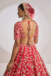 Red Rose Gold Zardosi Lehenga Set