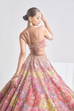 Multi-Coloured Floral Lehenga Set by Seema Gujral - Lotus Bloom Canada