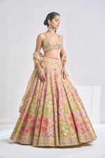 Multi-Coloured Gold Lehenga Set by Seema Gujral - Lotus Bloom Canada