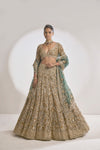 Champagne Zardozi Lehenga Set by Seema Gujral - Lotus Bloom Canada