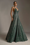 Bottle Green Crystal Gown by Seema Gujral - Lotus Bloom Canada