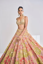 Multi-Coloured Gold Lehenga Set by Seema Gujral - Lotus Bloom Canada