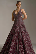 Dark Maroon Crystal Gown