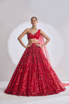 Red Trail Lehenga Set