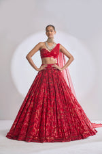 Red Trail Lehenga Set