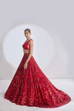 Red Trail Lehenga Set