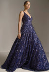 Navy Blue Sequin Gown by Seema Gujral - Lotus Bloom Canada