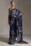 Navy Blue Crystal Saree by Seema Gujral - Lotus Bloom Canada