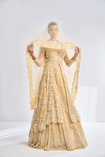 Gold Jacket Lehenga Set by Seema Gujral - Lotus Bloom Canada