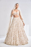 Cream Gold Floral Lehenga Set by Seema Gujral - Lotus Bloom Canada