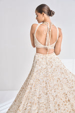 Cream Gold Floral Lehenga Set by Seema Gujral - Lotus Bloom Canada