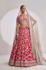 Red Silver Zardozi Lehenga Set